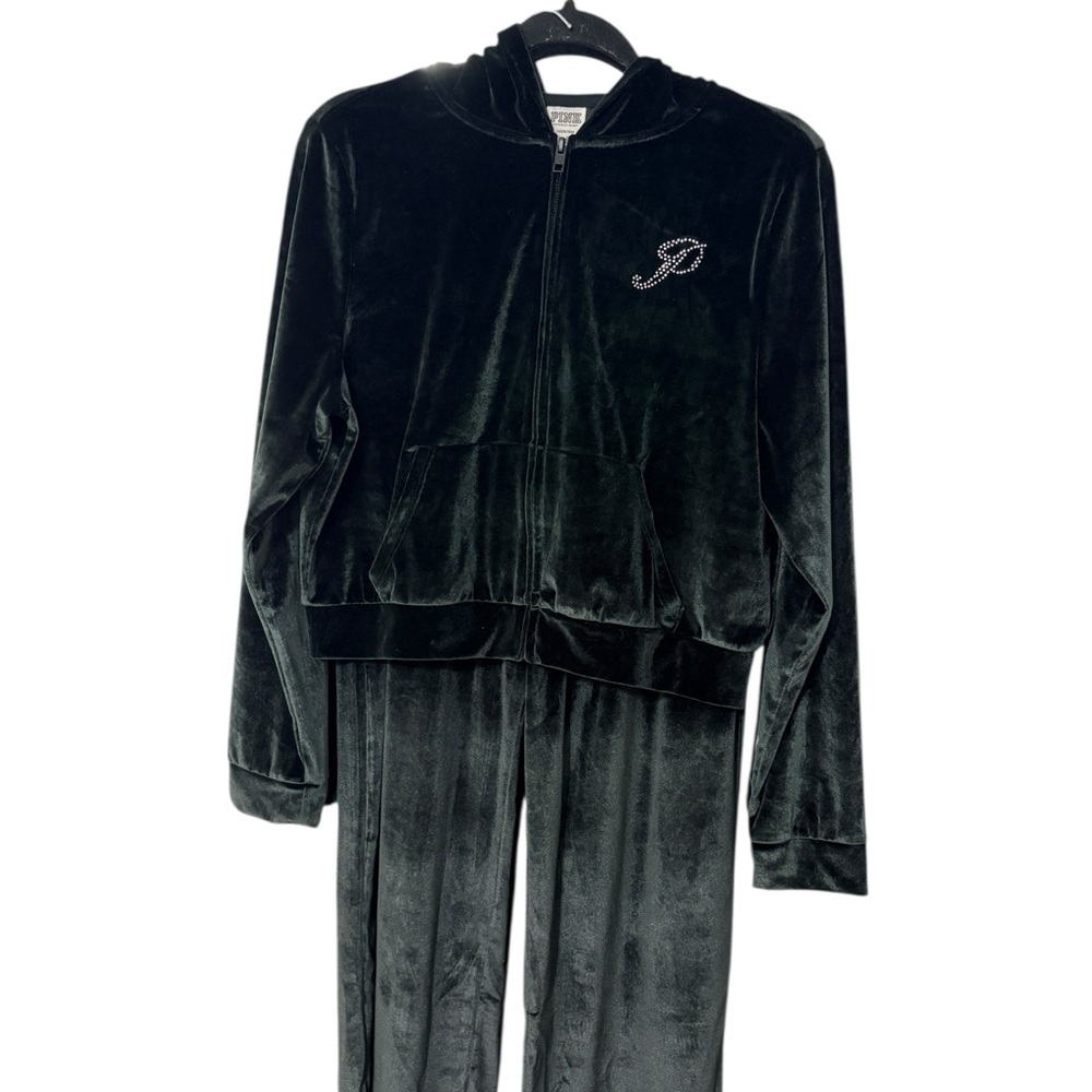 VSPINK Black Velour Bling Set